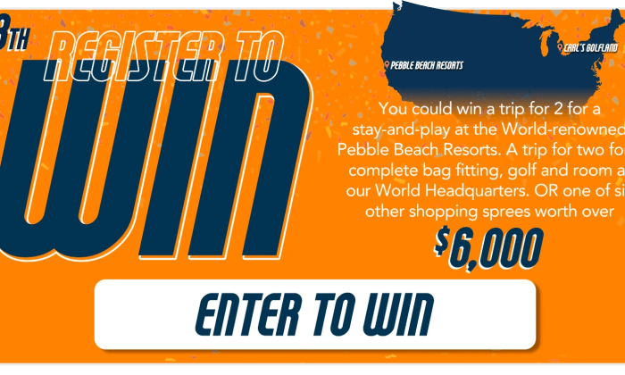 Carl's Golfland 68th Anniversary Sweepstakes ⛳