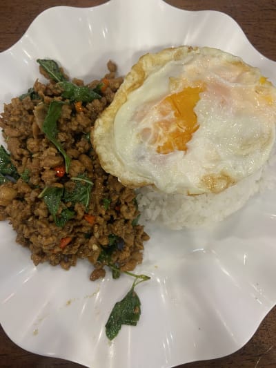 Pad Kra Pao with crispy egg