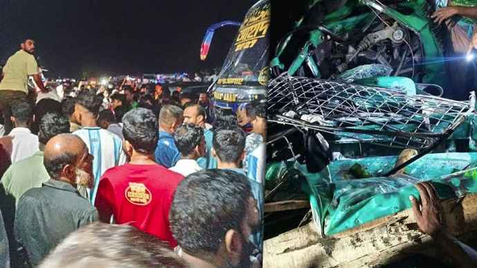 বাসের ধাক্কায় ছয় গাড়ি দুমড়ে-মুচড়ে ২ নারী নিহত, আহত ১০