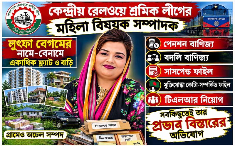 রেলওয়ে শ্রমিক লীগ নেত্রী পরিচয়ে টানা লুটপাটে লুৎফা
