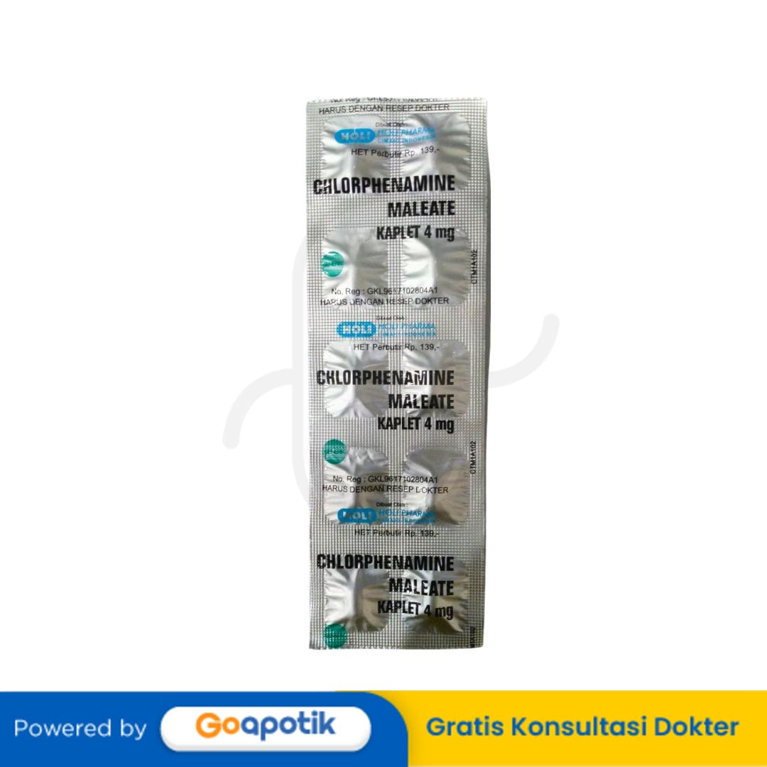 CHLORPHENAMINE MALEATE HOLI PHARMA 4 MG STRIP 10 KAPLET