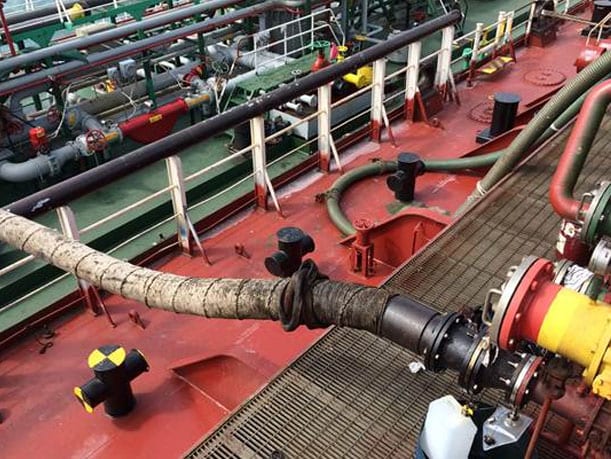 Tanker vessel deck pipes infrastructure