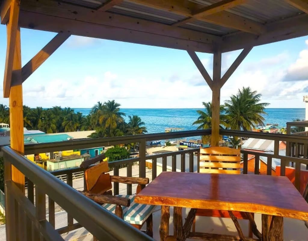Rooftop verandah with sea views