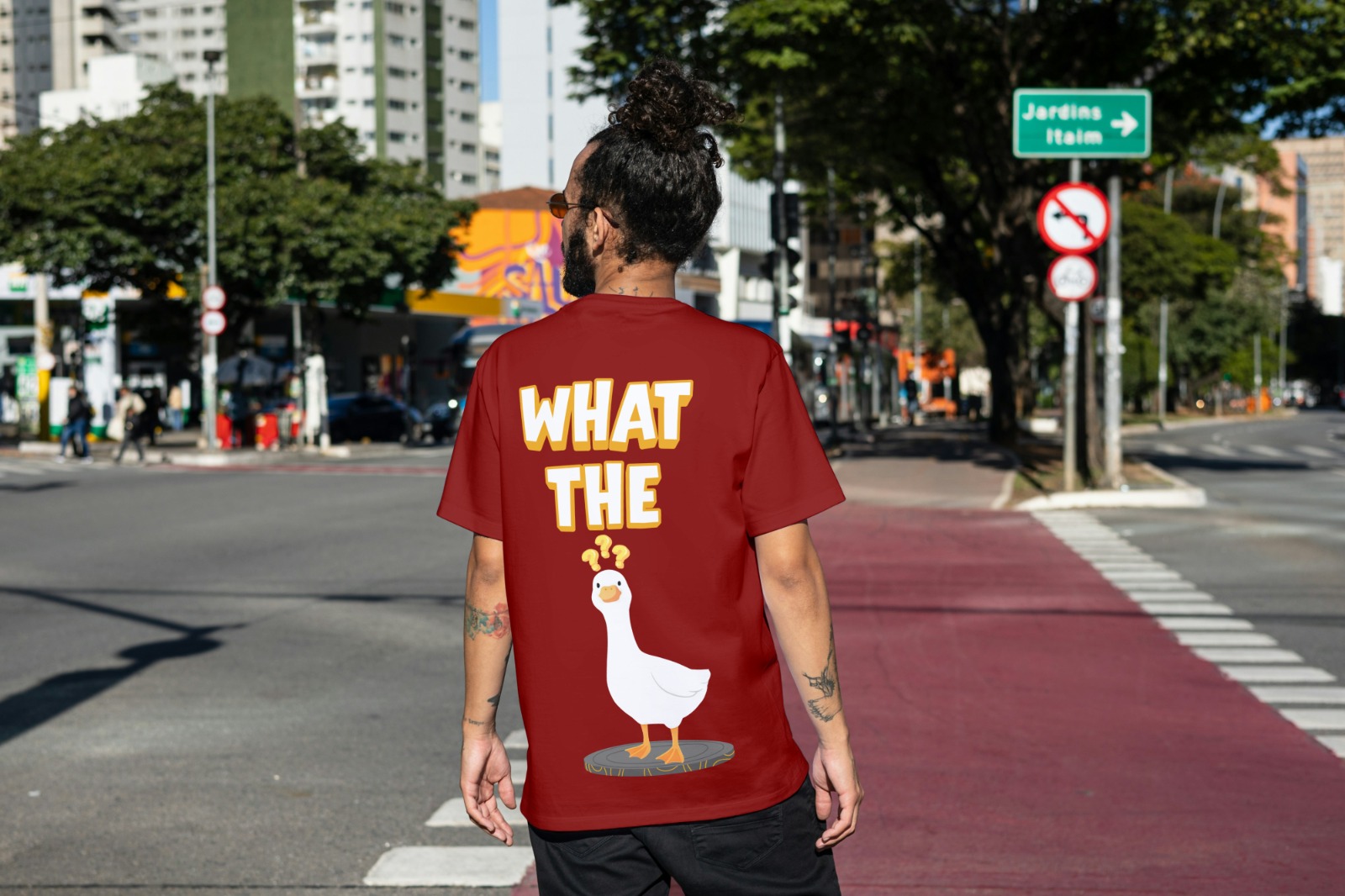 What The Duck Back Print Graphic T-Shirt