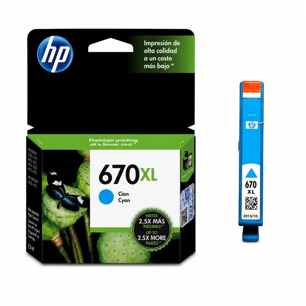 Cartucho HP 670XL CZ118AL cian original - imagen 1