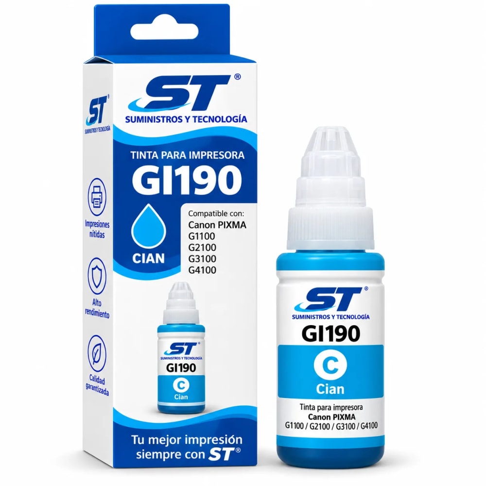 Tinta alternativa ST 190 cian 70 ml para impresoras Canon - imagen 1