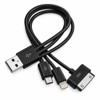 Cable pulpo USB a 30 pines, Lightning y micro USB (V8), 20 cm - imagen 1