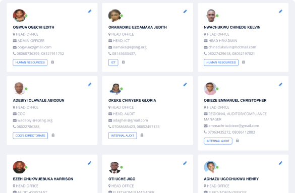a picture showing the user profiles of staff