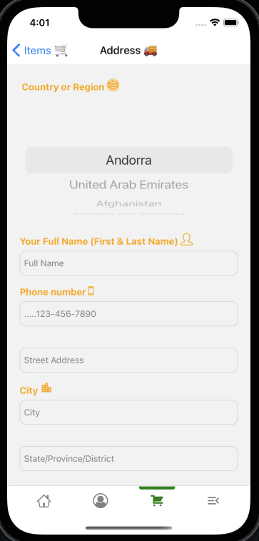 Address Screen and Contact Screen React Nativeimage