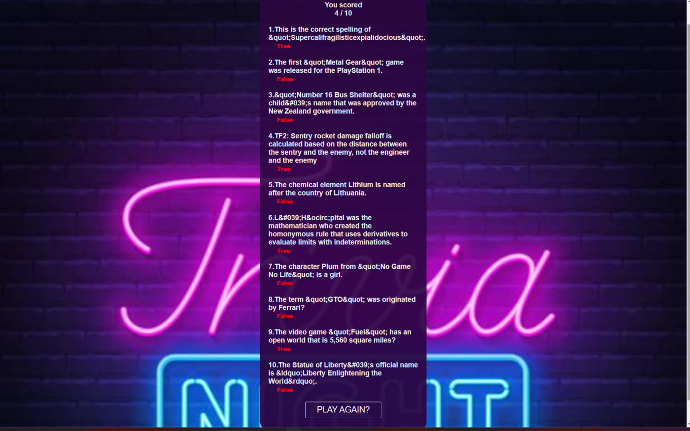 Trivia Challenge App with ReactJSimage