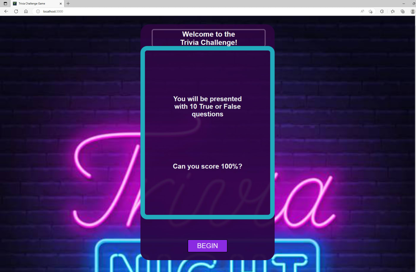 Trivia Challenge App with ReactJSimage