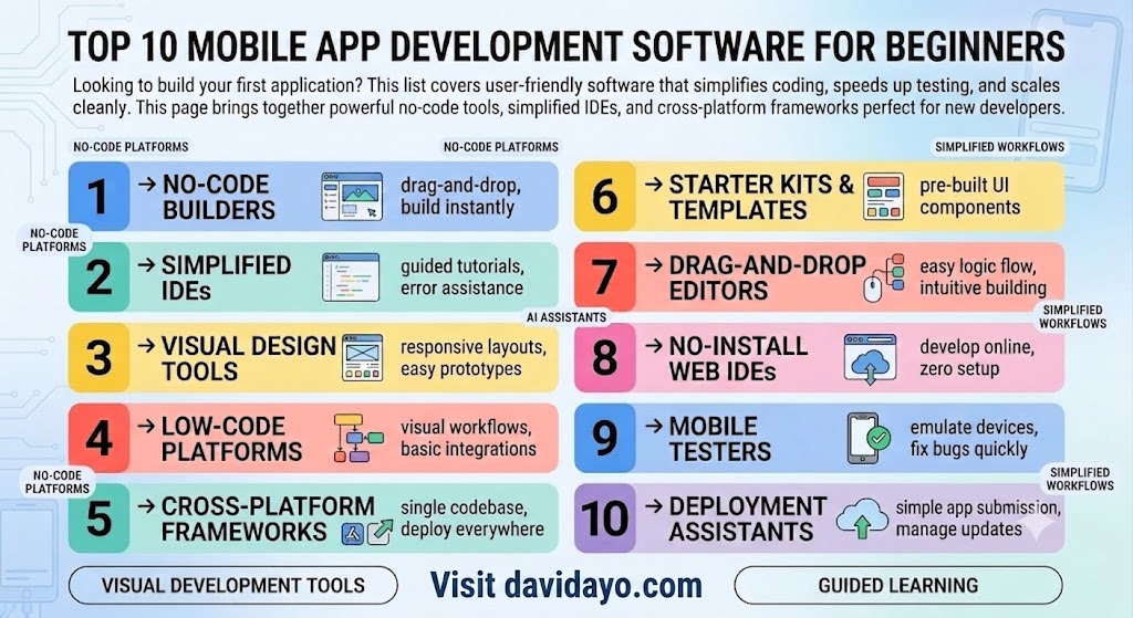 Davidayo: Top 10 Mobile App Development Software for Beginners?