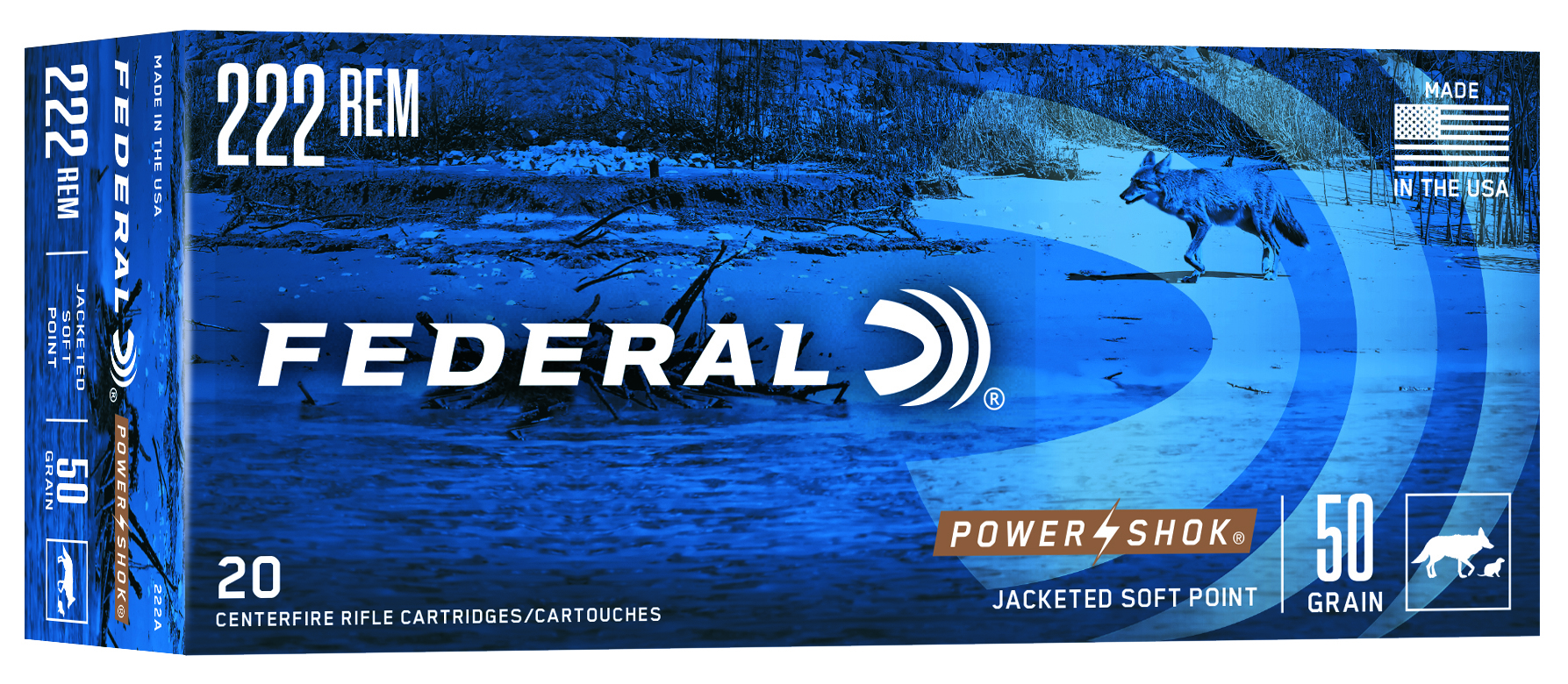 Federal Power-Shok 222 Rem 50GR Soft Point