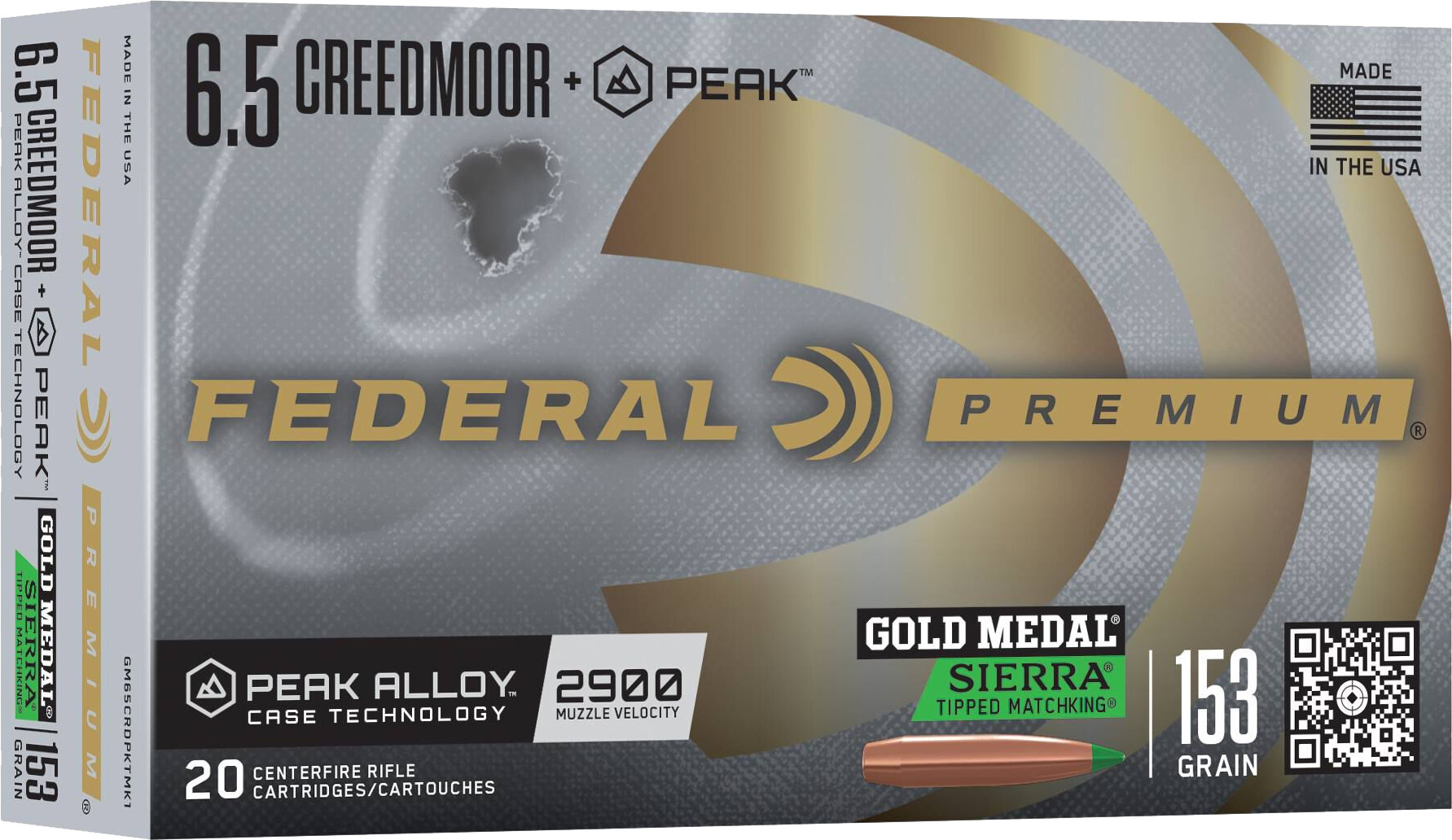 Federal Ammunition FDR 6.5CR PK 153GR SMK 20RD