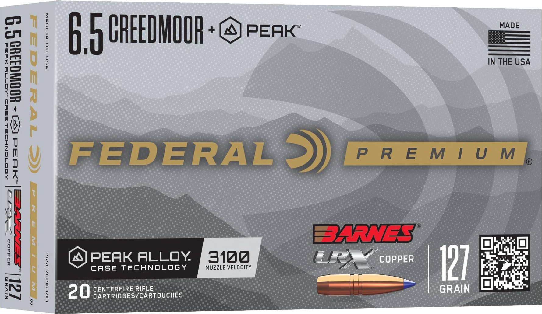 Federal Ammunition FDR 6.5CR PK 127GR BAR LRX 20R