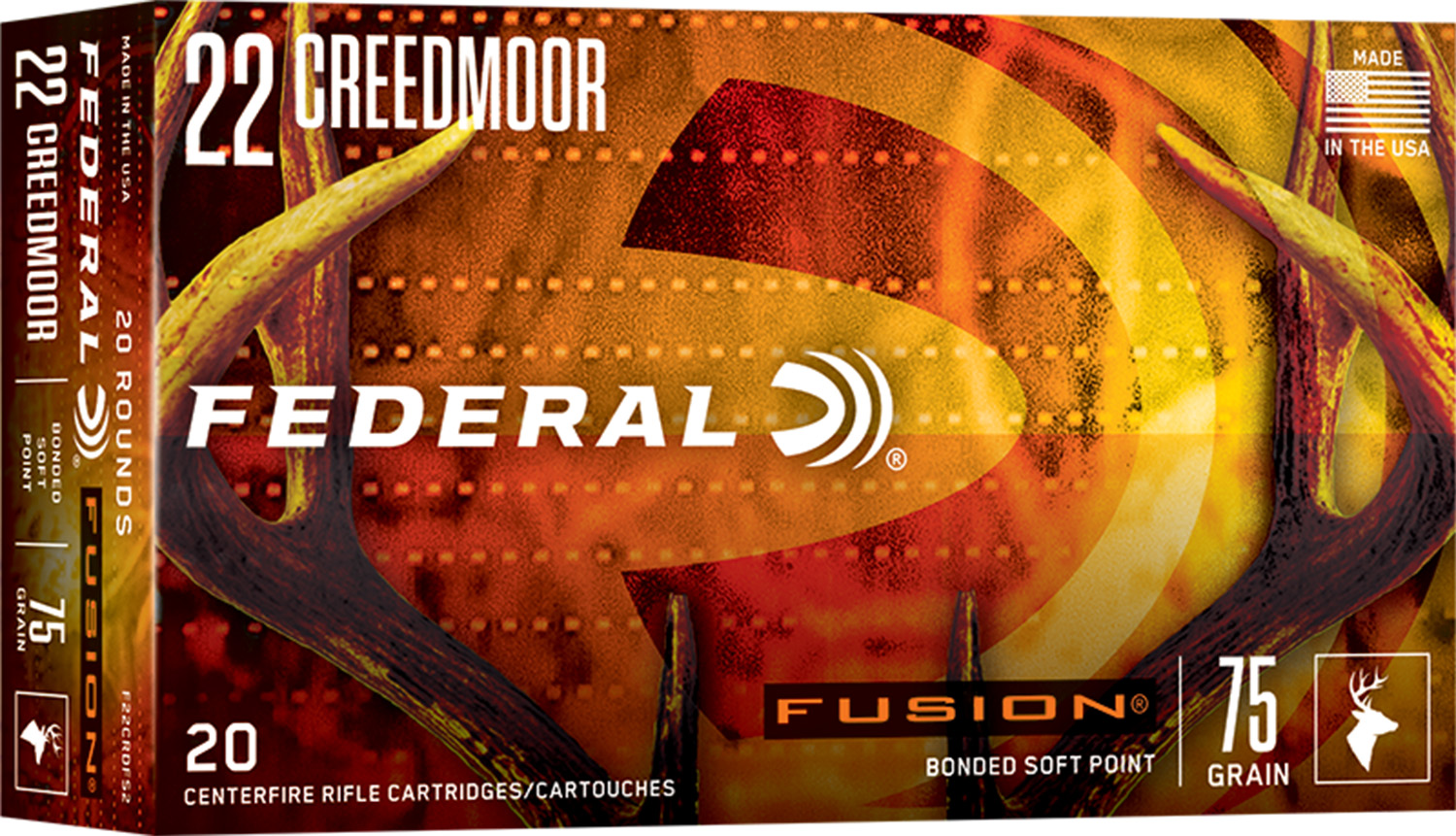 Federal Fusion 22 Creedmoor 75 Grain Fusion Soft Point 20 Round Box