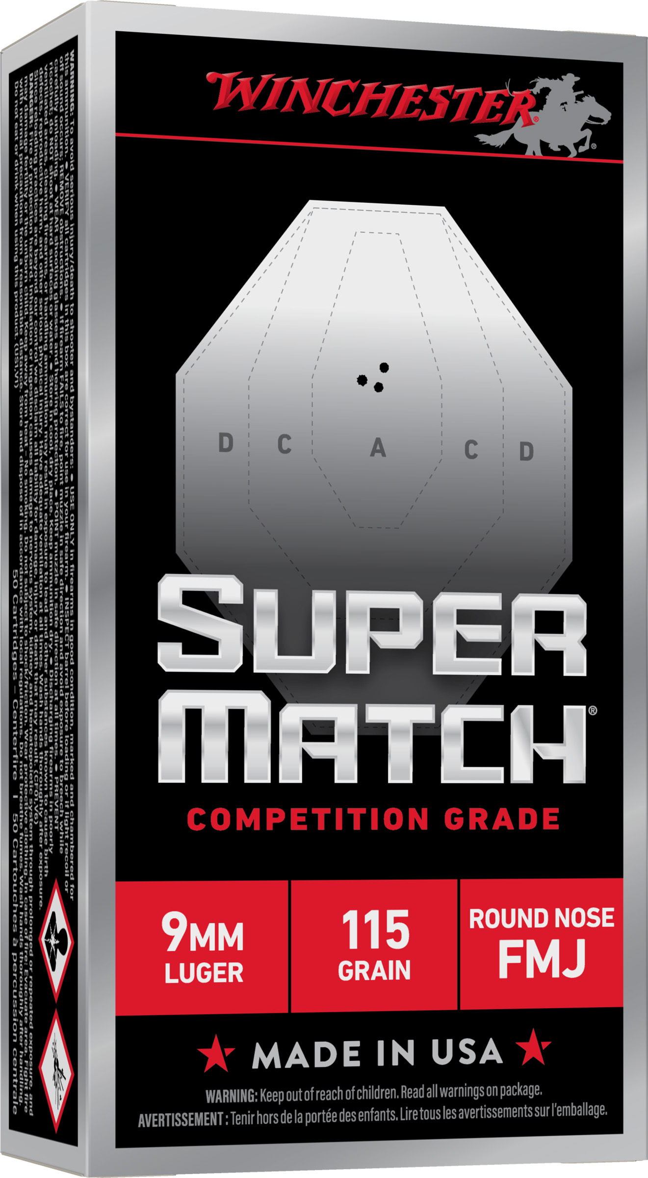 Winchester WIN 9MM 115GR MATCH FMJ RN 50