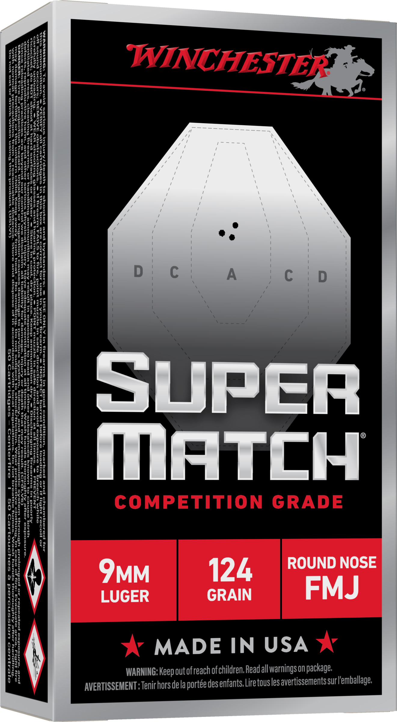 Winchester WIN 9MM 124GR MATCH FMJ RN 50