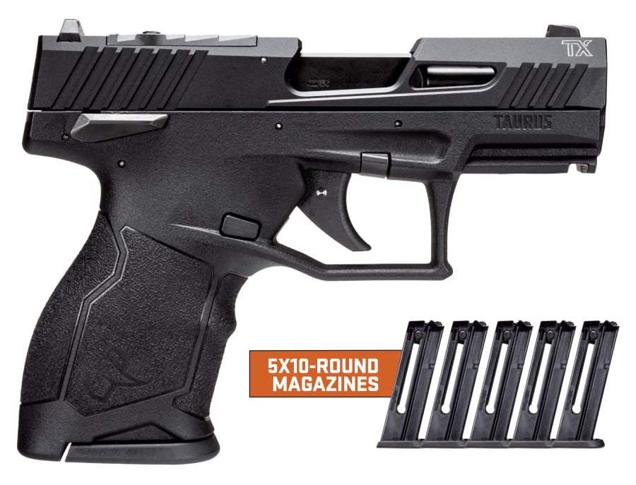 Taurus TX22 Compact Threaded BBL 5Mag 22 LR Pistol, 10+1 rd, 3.5" barrel, Black