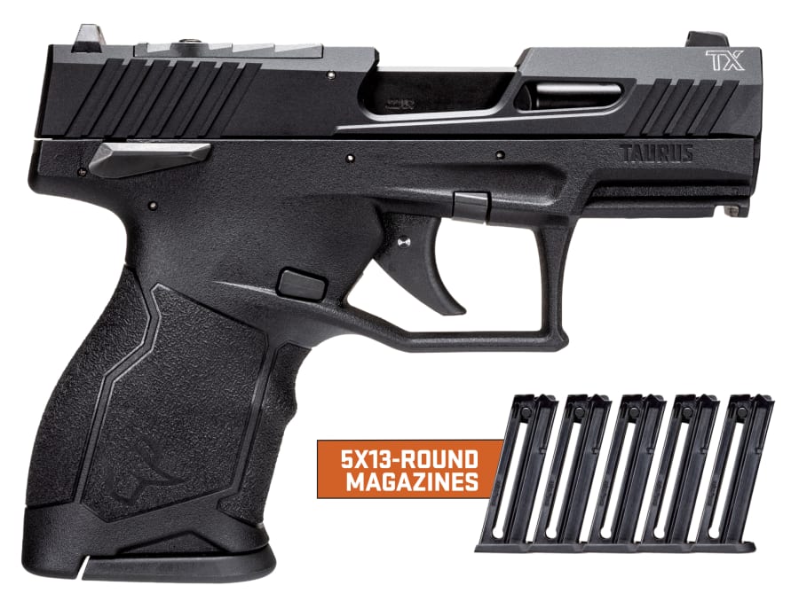 Taurus TX22 Compact 5 Mag 22 LR Pistol, 13+1 rd, 3.5" barrel, Black