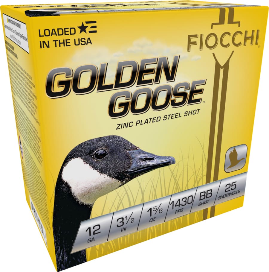 Fiocchi Golden Goose 12 Gauge, 3.5" shell, size BB shot, 25 rounds