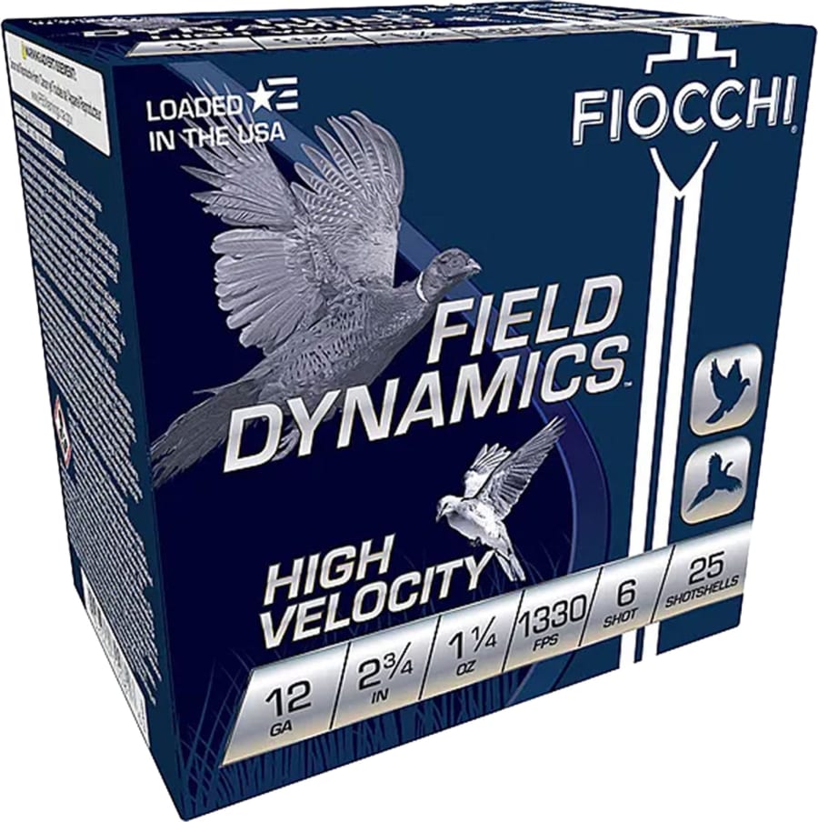 Fiocchi High Velocity 12 Gauge, 2.75" shell, size 6 shot, 25 rounds