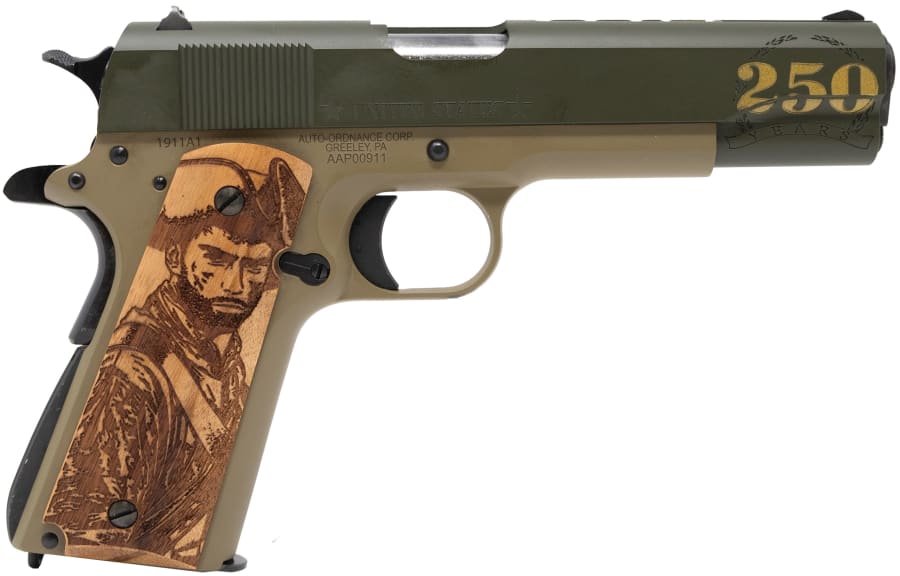 Kahr Arms 1911 Army 250th Anniversary 45 Auto Pistol, 7+1 rd, 5" barrel, OD Green, Coyote Tan