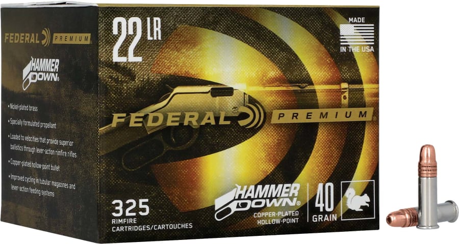 Federal Hammer Down 22 Lr, 40 gr Copper Plated Hollow Point, 325 rounds
