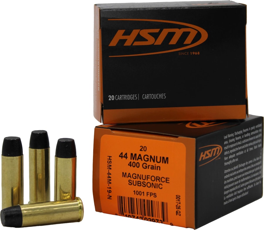 HSM Subsonic Pistol 44 Rem Mag, 400 gr Long Flat Nose, 20 rounds
