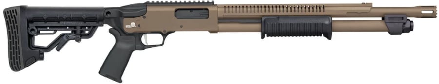 Mossberg 590R 12 Gauge Pump Action Shotgun, 6+1 rd, 18.5" barrel, Brown