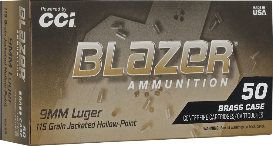 CCI Blazer 9mm Luger, 115 gr Jacketed Hollow Point, 50 rounds