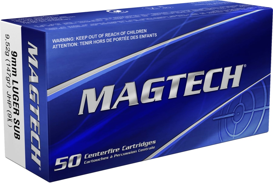 Magtech Pistol 9mm Luger, 147 gr Jacketed Hollow Point, 50 rounds