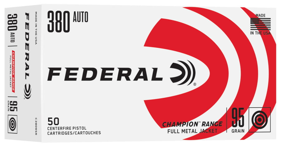 Federal Champion Range 380 Auto, 95 gr Full Metal Jacket, 50 rounds
