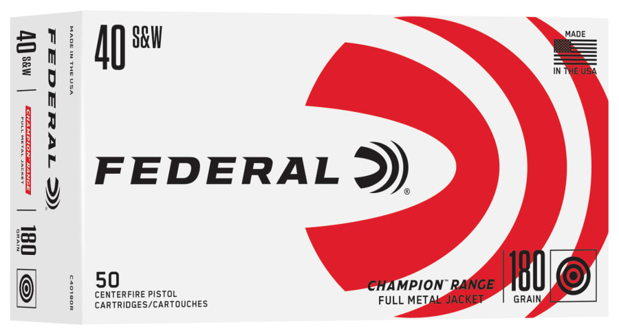 Federal Champion Range 40 S&w, 180 gr Full Metal Jacket, 50 rounds