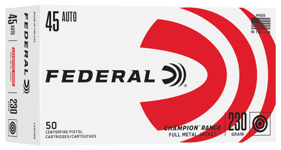 Federal Champion Range 45 Auto, 230 gr Full Metal Jacket, 50 rounds