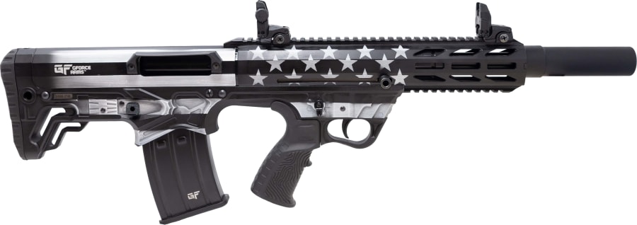 GForce Arms GFY-1 12 Gauge Semi-Automatic Shotgun, 5+1 rd, 18.5" barrel, Pattern, Usa Flg Blk/white