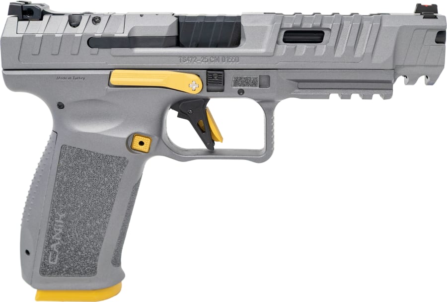 Canik SFx Rival 9mm Luger Pistol, 18+1 rd, 5.2" barrel, Gray/Gold
