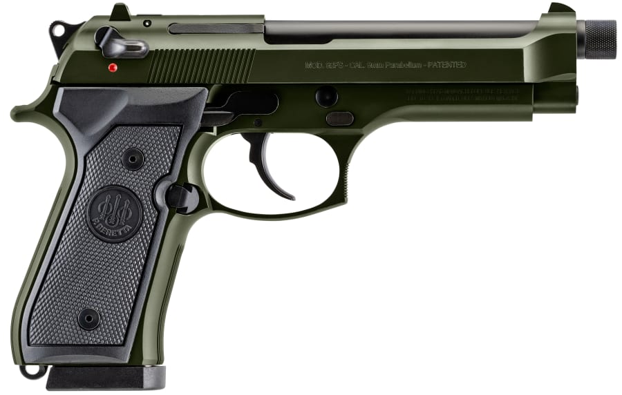 Beretta 92FS 9mm Luger Pistol, 18+1 rd, 5.1" barrel, Green