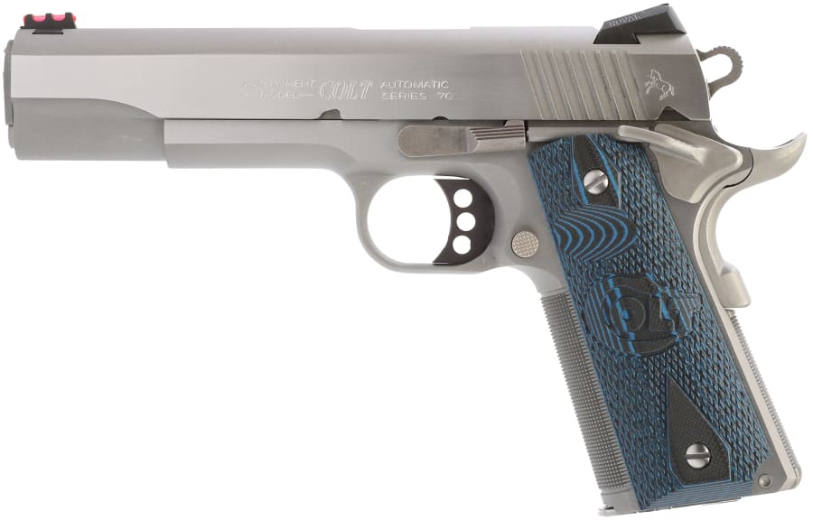 Colt Competition Government 38 Super Auto +P Pistol, 8+1 rd, 5" barrel, Stainless Steel