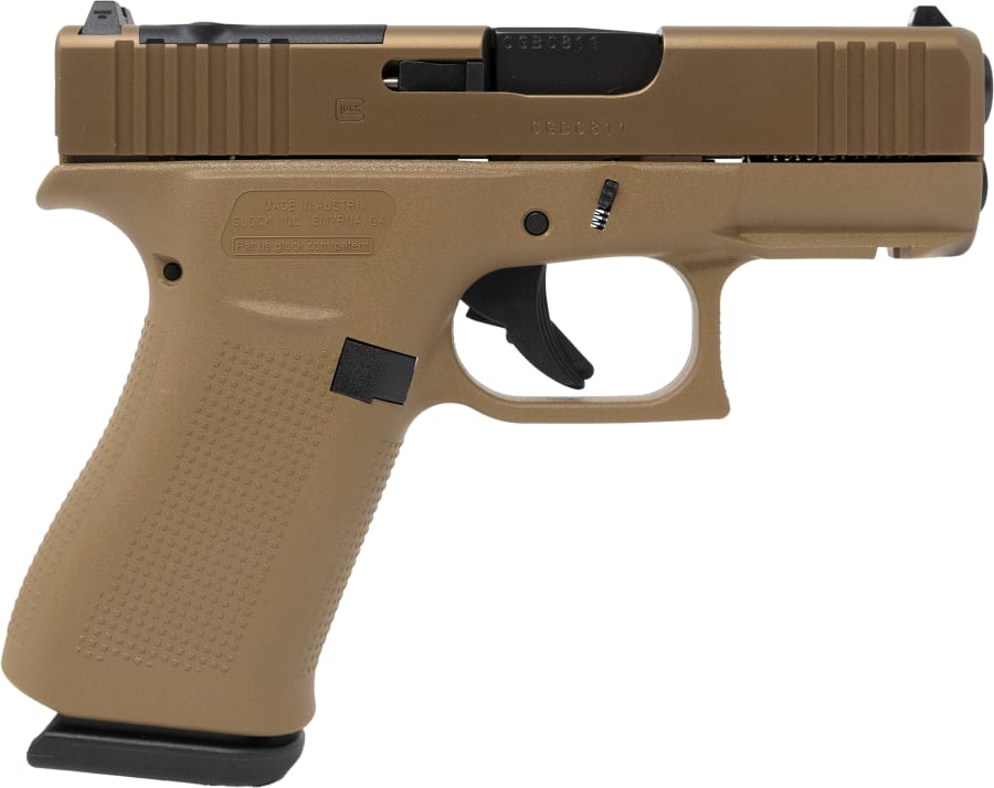 Glock 43X FR MOS Coyote 9mm Luger Pistol, 10+1 rd, 3.41" barrel, Brown (Model PX435Z201FRMOSK)