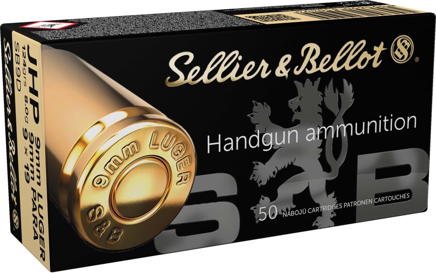 Sellier & Bellot Pistol 9mm Luger, 124 gr Jacketed Hollow Point, 50 rounds