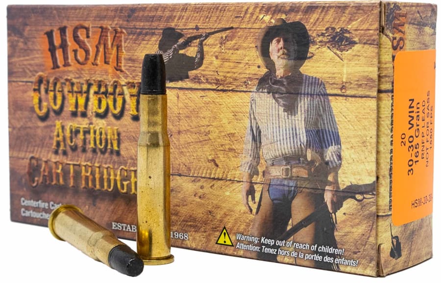 HSM Cowboy Action 30-30 Win, 165 gr Round Nose Flat Point-Hard, 20 rounds