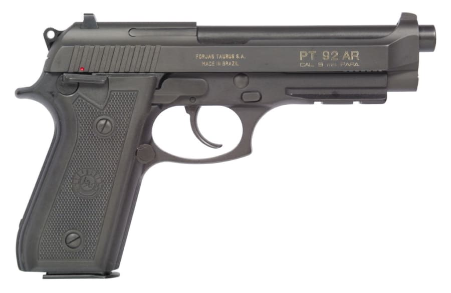 Taurus PT92 9mm Luger Pistol, 17+1 rd, 5" barrel, Black (Model 1-920151-17)