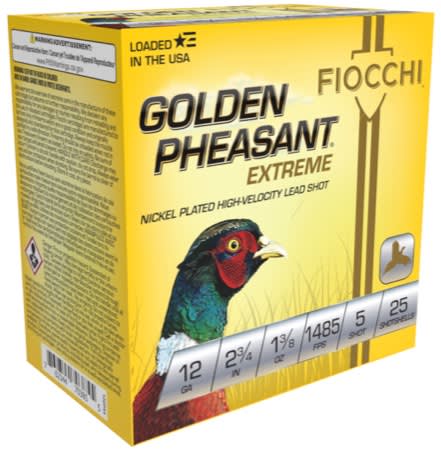 Fiocchi Golden Pheasant 12 Gauge, 2.75" shell, size 5 shot, 25 rounds
