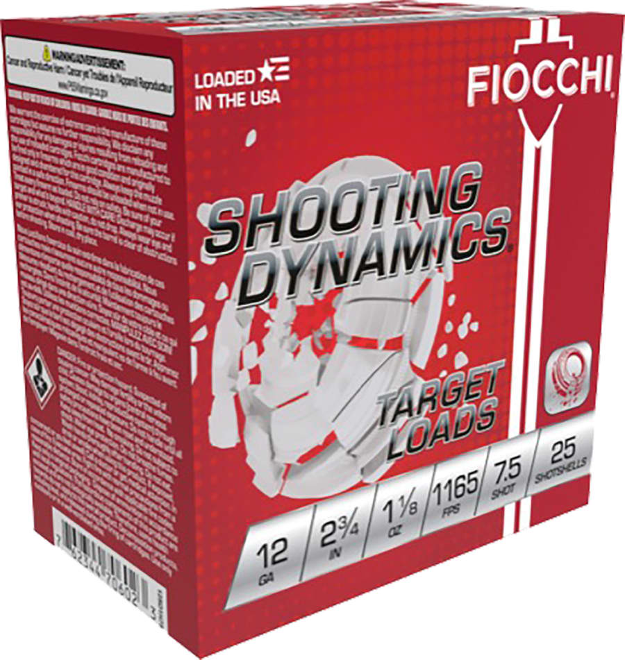 Fiocchi Shooting Dynamics 12 Gauge, 2.75" shell, size 7.5 shot, 25 rounds (Model 12SD18L7)