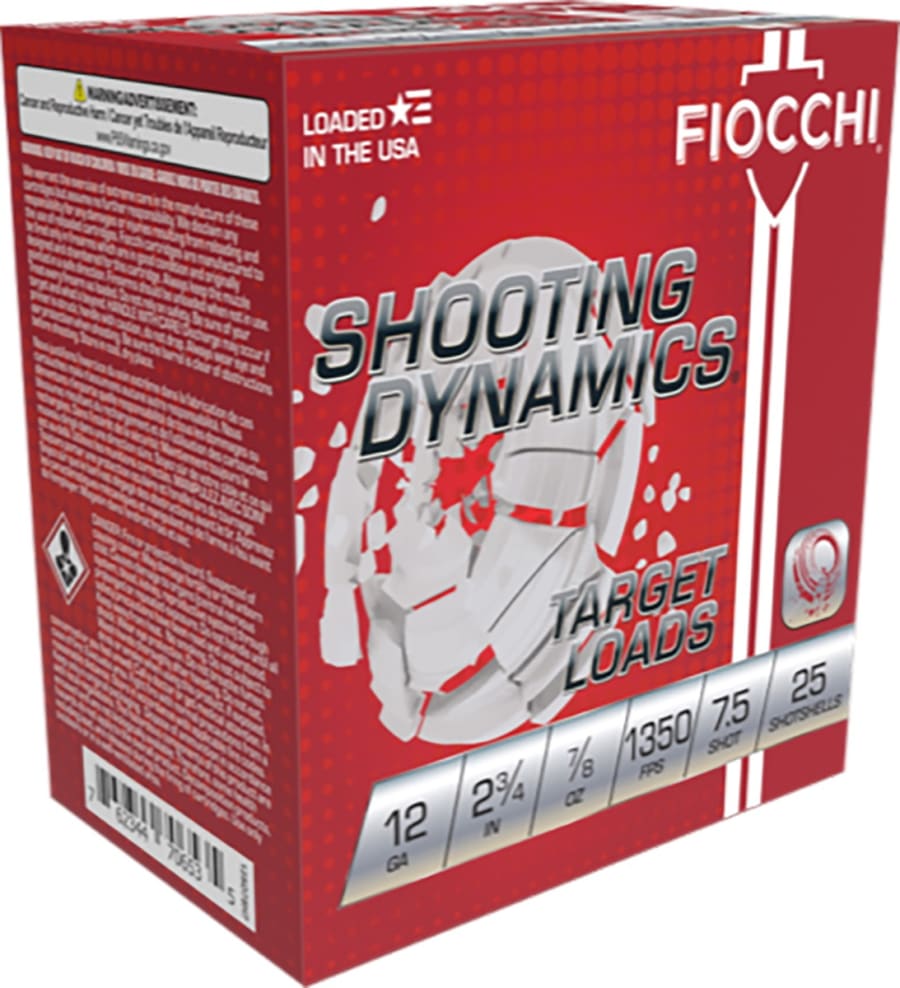 Fiocchi Shooting Dynamics 12 Gauge, 2.75" shell, size 7.5 shot, 25 rounds (Model 12SD78H7)