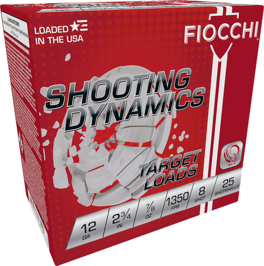 Fiocchi Shooting Dynamics 12 Gauge, 2.75" shell, size 8 shot, 25 rounds (Model 12SD78H8)