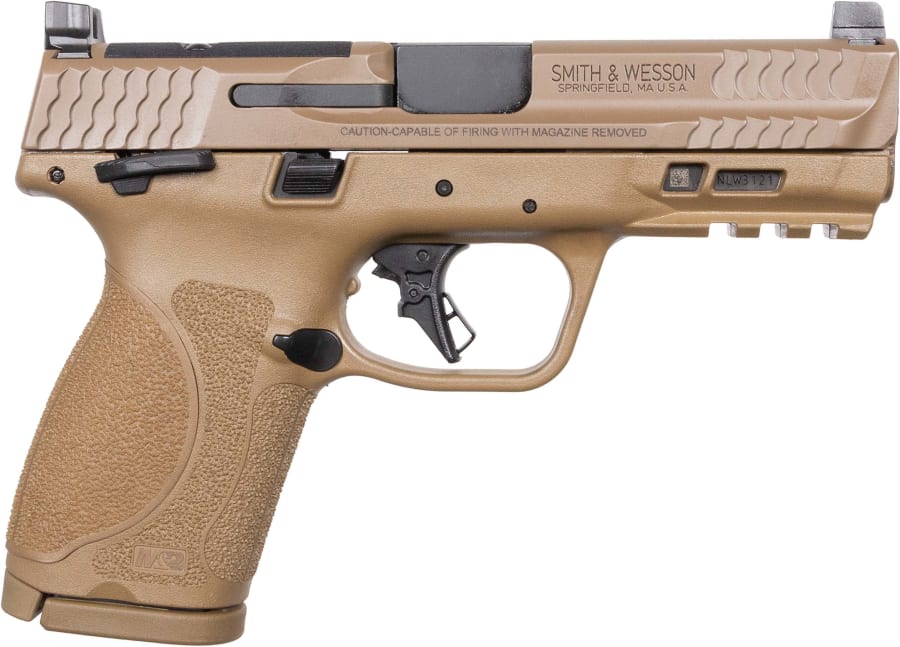 Smith & Wesson M&P9 M2.0 Compact Optics Rdy 9mm Luger Pistol, 15+1 rd, 4" barrel, Brown (Model 13573)