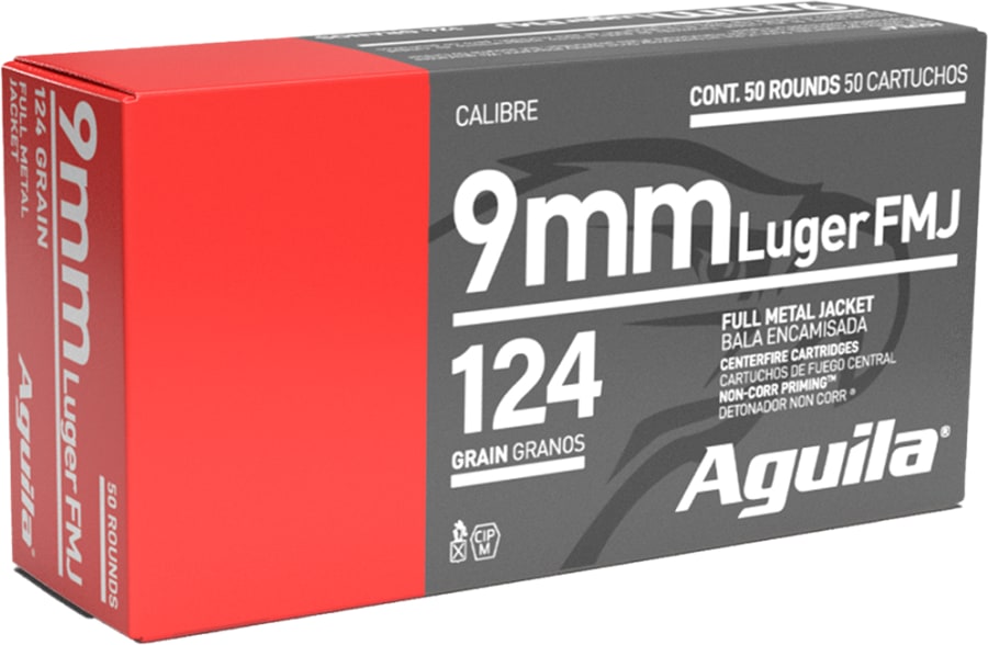 Aguila Pistol 9mm Luger, 124 gr Full Metal Jacket, 50 rounds