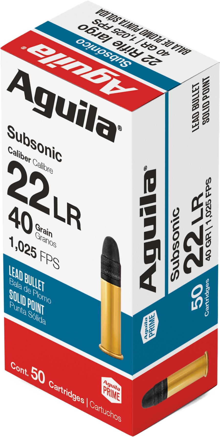 Aguila 22 Lr, 40 gr Subsonic Lead Solid Point, 50 rounds